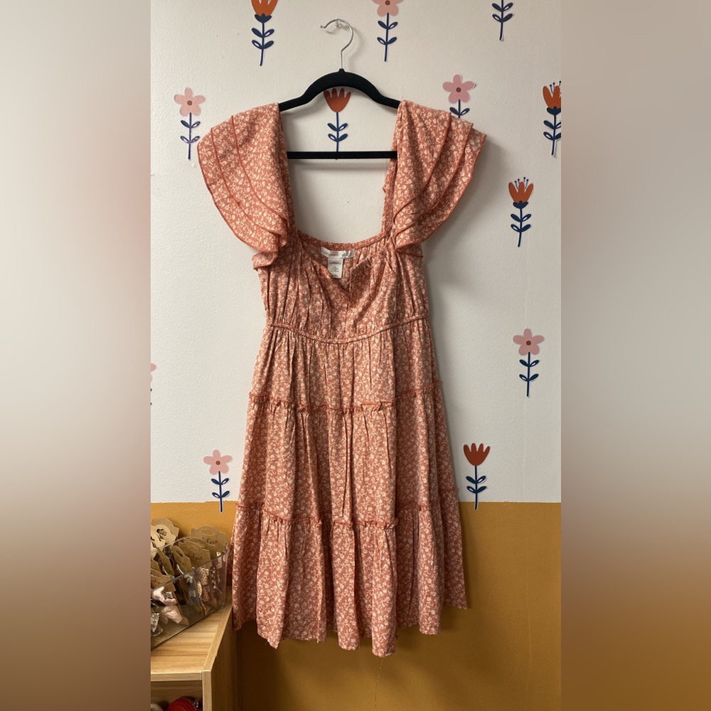Altrd State Sz M Floral Pink Dress with Puff Sleeves